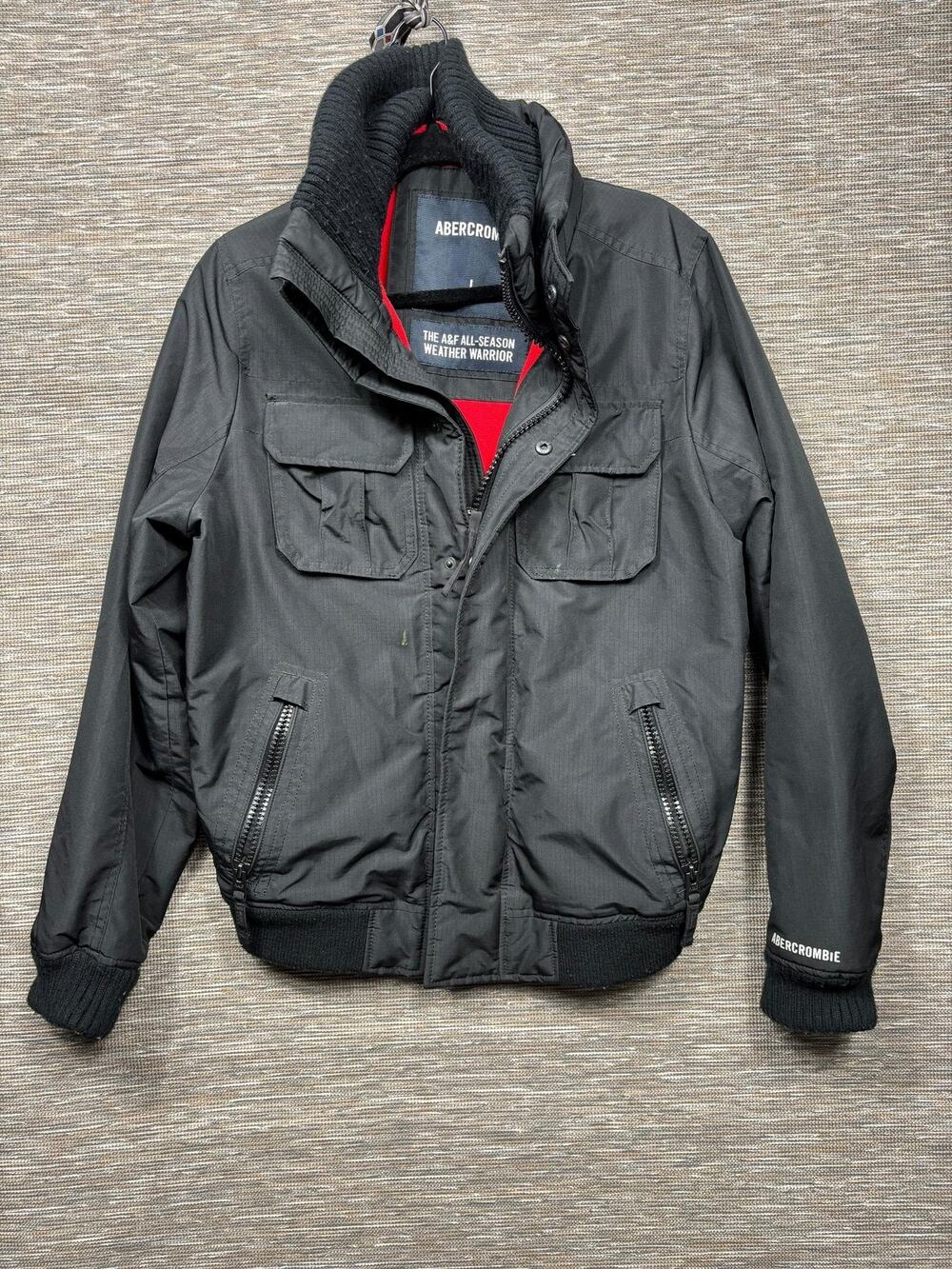 Abercrombie & Fitch Jacket Mens Large Black All-Season Weather Warrior Bomber